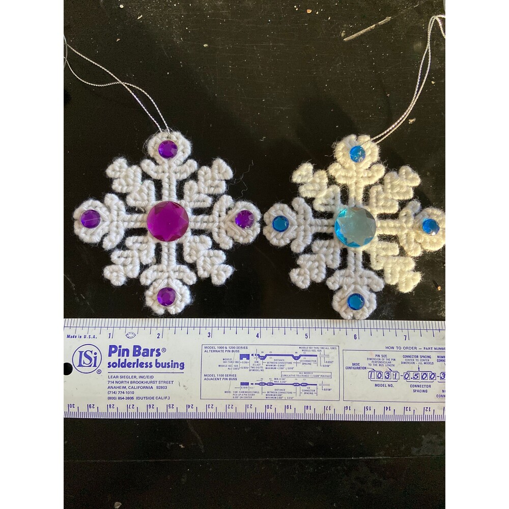 Snowflake Christmas Tree Ornaments Set Holiday Winter Decor White Glitter
